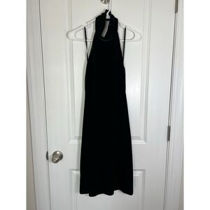 Lauren Ralph Lauren Black Velvet Halter Mock Neck Dress Size 6 Cocktail Holiday